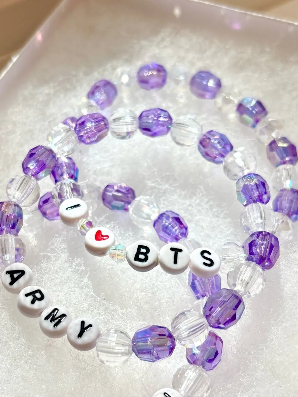 Purple Beaded Charm Bracelet Set - I ♥ BTS / ARMY / I ♥ PURPLE